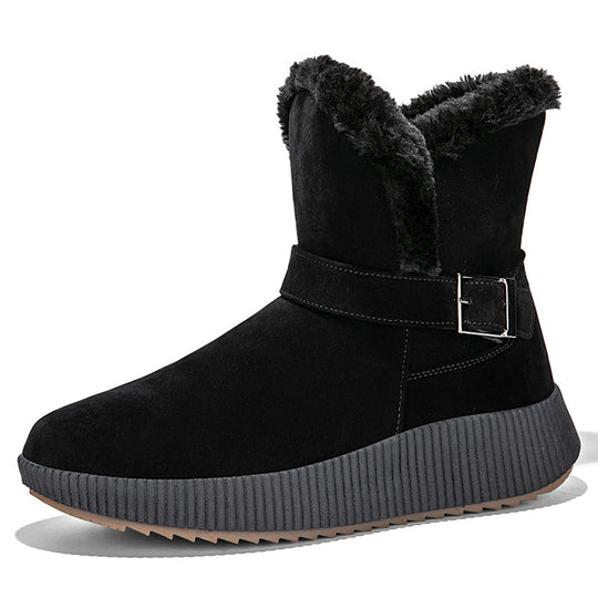 Damen gefütterte Winterstiefel mit modischer Schnallenapplikation und rutschfester Sohle R&B