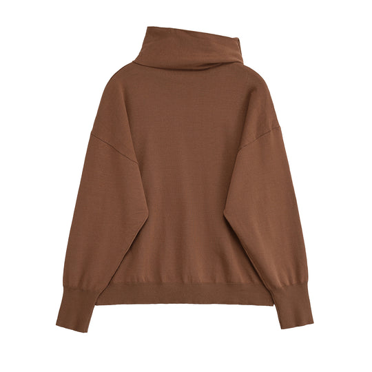 Damen lässiger Strickpullover mit asymmetrischem Kragen R&B