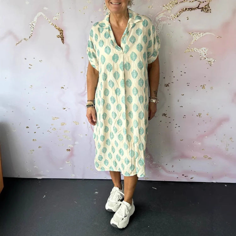 Damen Hemdblusenkleid mit einzigartigem Muster und lässigem Schnitt R&B