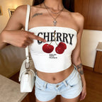 Damen Bandeau Top mit auffälligem Kirschmotiv R&B