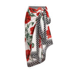 Damen Einteiler Badeanzug mit floralen Akzenten und passendem Wickelrock R&B