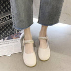 Damen elegante Clogs mit modischem Riemen und dekorativen Perlen R&B
