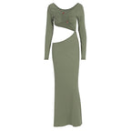 Damen atemberaubendes Wickelmaxikleid mit figurbetontem Schnitt und strategischen Cut-Outs R&B