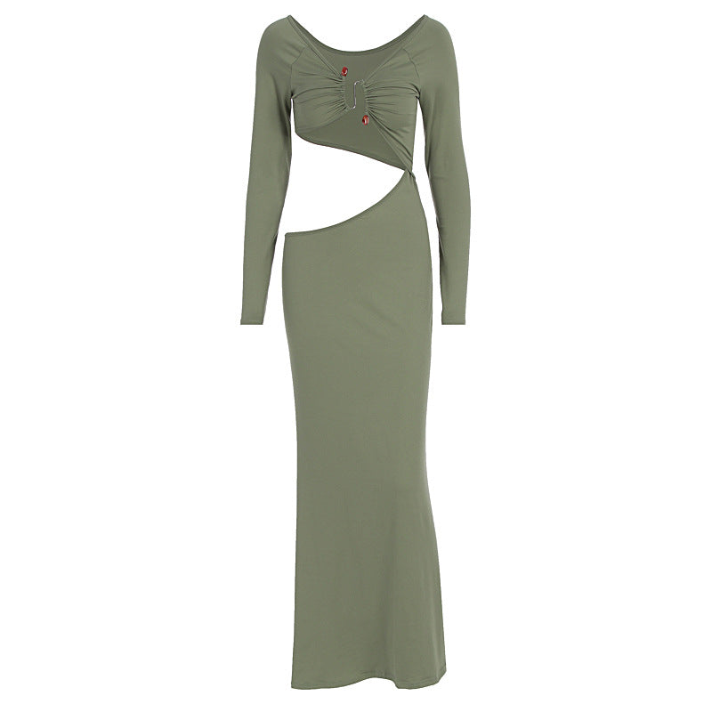 Damen atemberaubendes Wickelmaxikleid mit figurbetontem Schnitt und strategischen Cut-Outs R&B