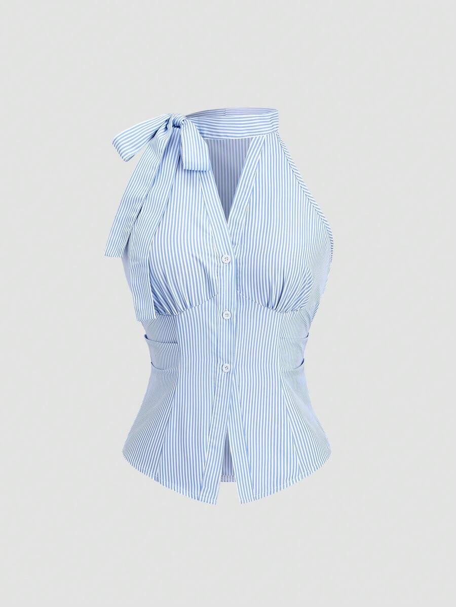 Damen sommerliche Bluse mit Rippstruktur R&B