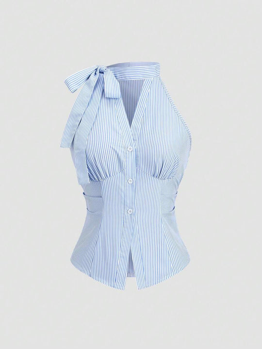 Damen sommerliche Bluse mit Rippstruktur R&B