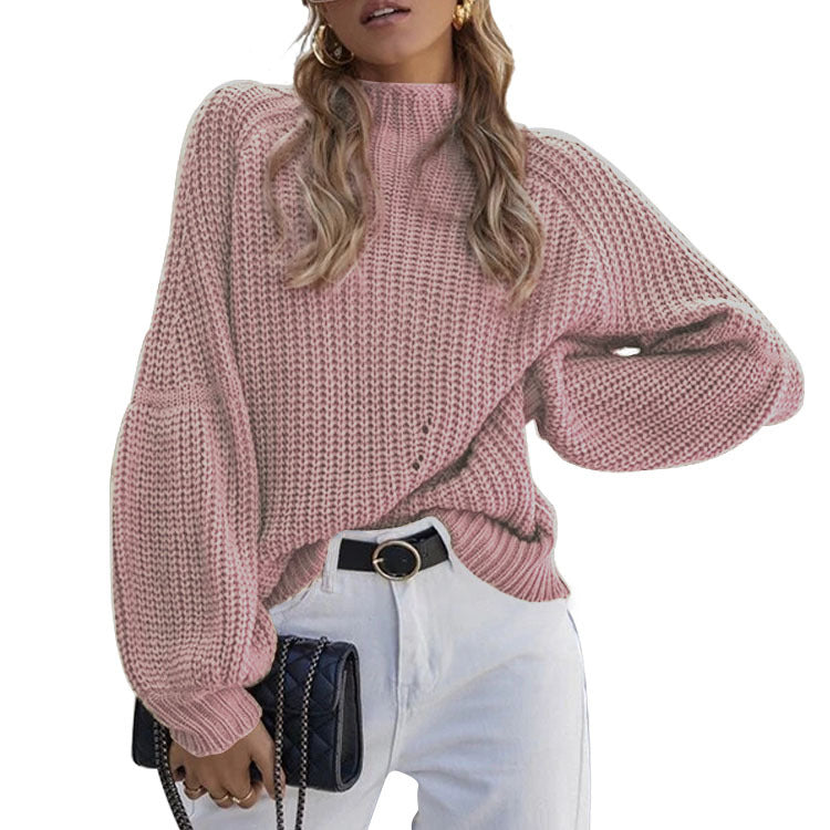 Damen gemütlicher Strickpullover mit weitem Schnitt R&B