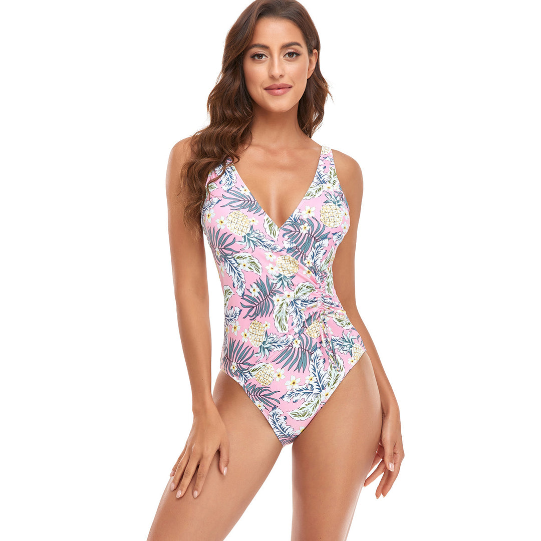 Damen Sportlicher Einteiler Badeanzug mit modernem Wickeldesign R&B