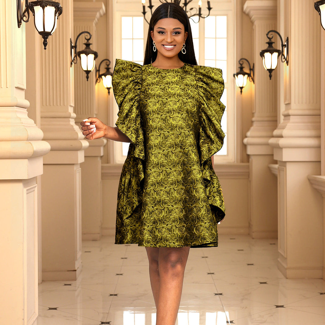 Damen glamouröses Kleid mit voluminösen Rüschen R&B