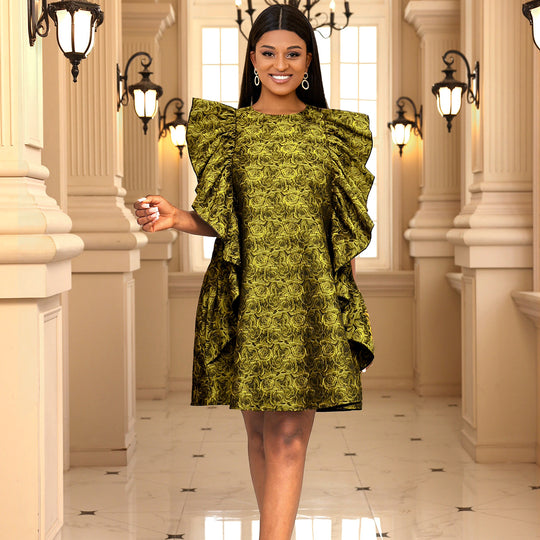 Damen glamouröses Kleid mit voluminösen Rüschen R&B