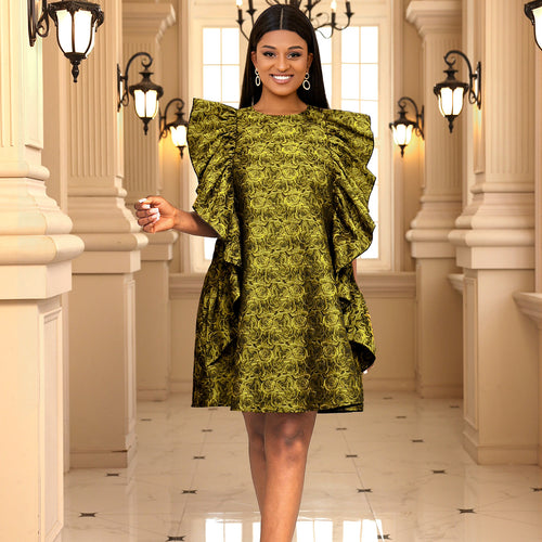 Damen glamouröses Kleid mit voluminösen Rüschen R&B