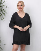 Damen leichtes Strandkleid mit voluminösen Rüschen R&B