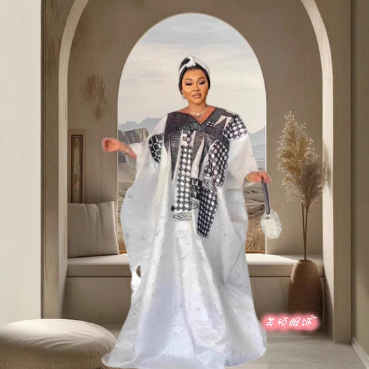 Damen Elegante ethnische Tunika mit erweiterten Ärmeln und einzigartigen Mustern R&B