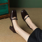 Damen Ballerina-Pumps mit dekorativem Riemchen und komfortablem Blockabsatz R&B