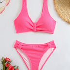 Femme Strukturierter Hochgeschnittener Bikini-Set R&B