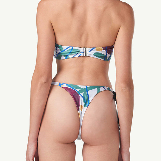 Damen Bandeau-Bikini mit verspieltem Muster und Bindebändern R&B