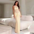 Damen Elegantes Maxikleid mit raffiniertem Drapierungsdesign und hohem Schlitz EB