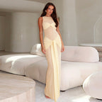 Damen Elegantes Maxikleid mit raffiniertem Drapierungsdesign und hohem Schlitz EB