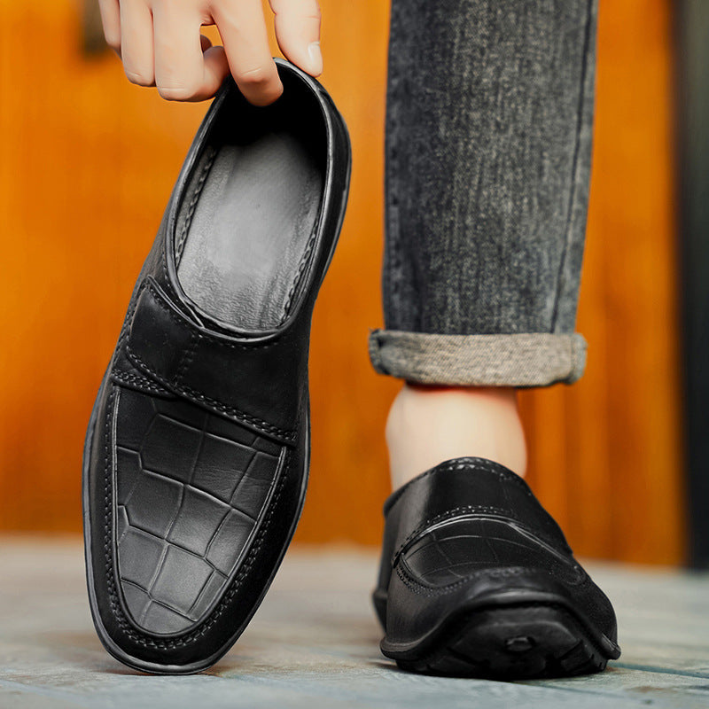 Herren Komfortable Leder Slipper mit leichtem Klettverschluss R&B