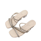 Damen Glamouröse Sandalen mit funkelnden Riemen und blockierendem Absatz R&B