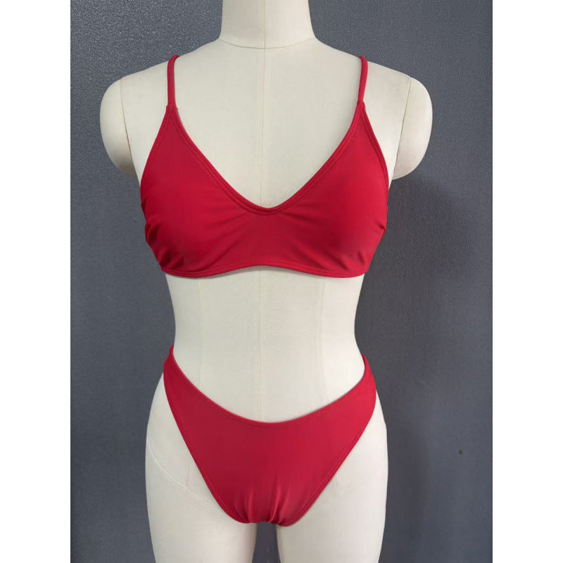 Damen Bikini-Set mit tiefem V-Ausschnitt und verstellbaren Trägern R&B