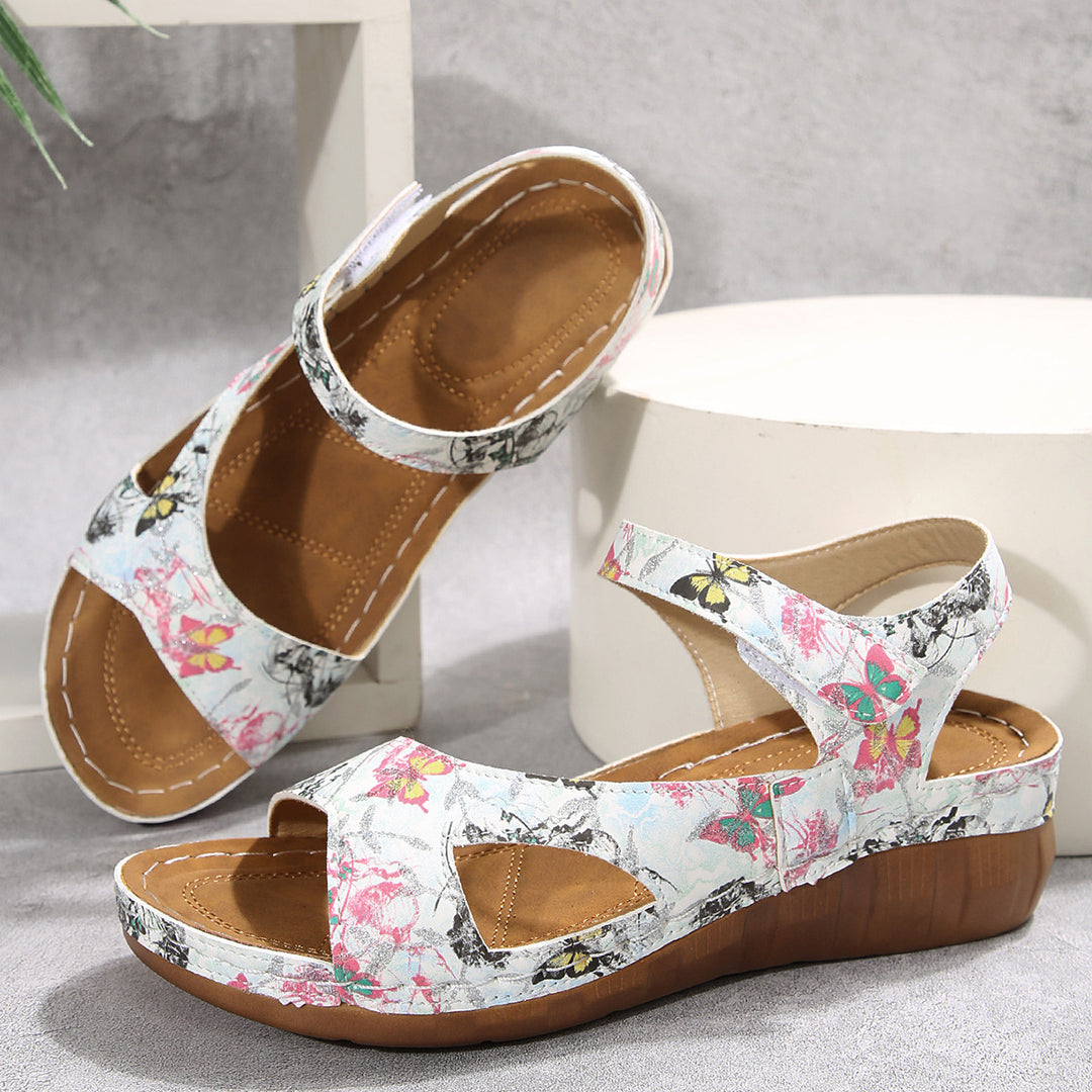 Damen Komfortable und stilvolle Wedge-Sandalen mit floralem Design R&B