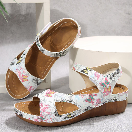 Damen Komfortable und stilvolle Wedge-Sandalen mit floralem Design R&B