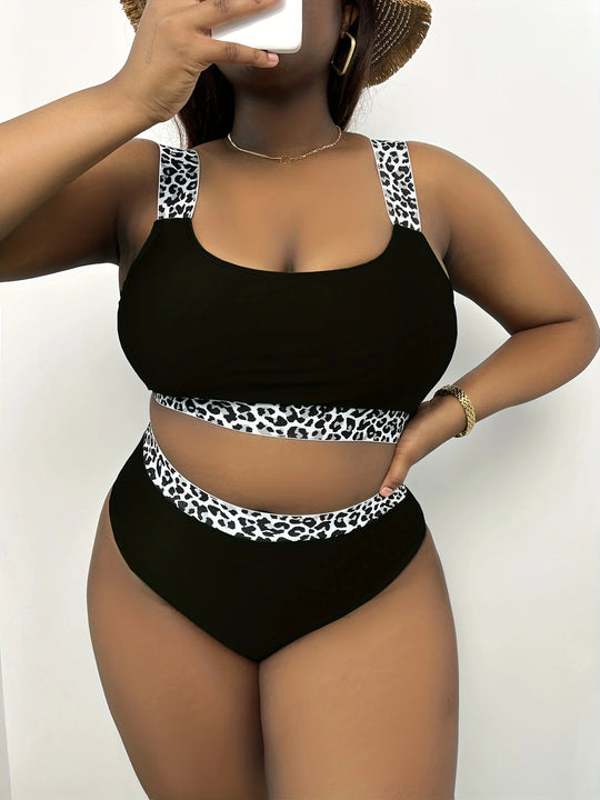Damen Hochgeschnittenes Bikini-Set mit trendigem Tiermuster R&B