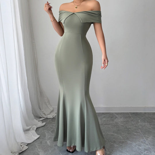 Damen Figurbetontes Off-Shoulder Maxikleid R&B