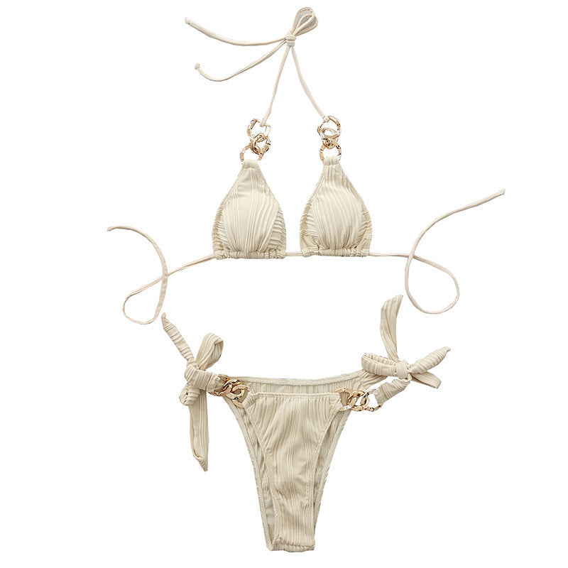 Damen Triangel-Bikini mit dekorativen Kettenakzenten