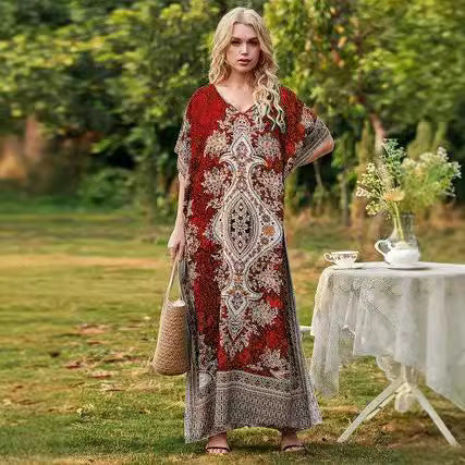 Damen Maxikleid mit detailliertem Floral- und Paisleydesign R&B