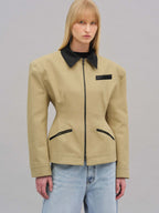 Damen modische Kurzjacke mit kontrastierendem Kragen R&B