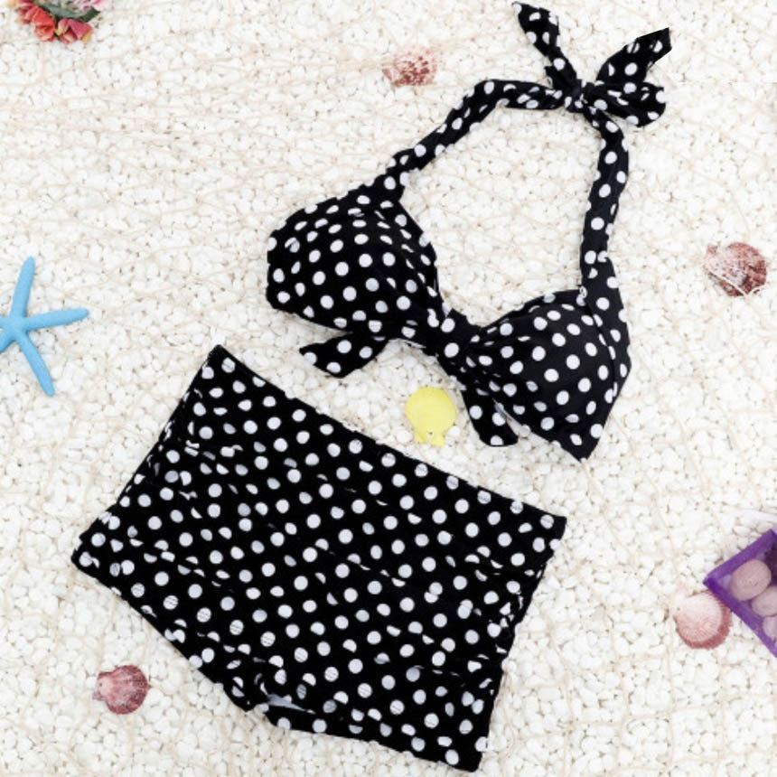 Damen Bikini-Set mit gepolstertem Oberteil und hochgeschnittenem Höschen R&B