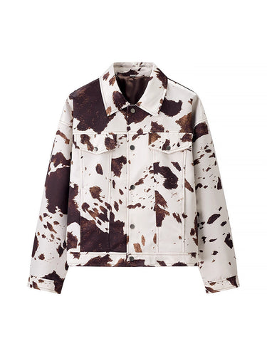 Damen lässige Jeansjacke im modernen Cow-Print-Design R&B