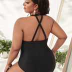 Damen Einteiler Badeanzug mit modischen Cut-Outs und animalischem Design R&B
