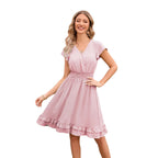Damen Verspieltes Freizeitkleid mit elastischem Bund und Rüschendetails R&B