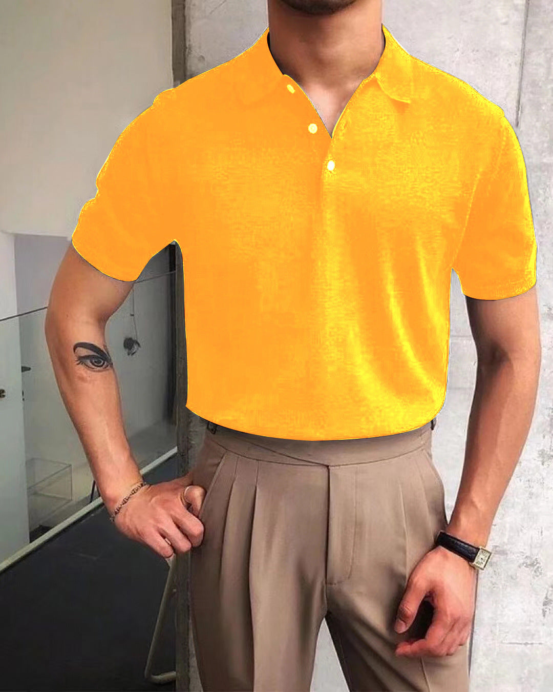 Herren nan Premium-Feinstrick-Poloshirt mit offenem Hemdkragen und dezenter Knopfleiste R&B