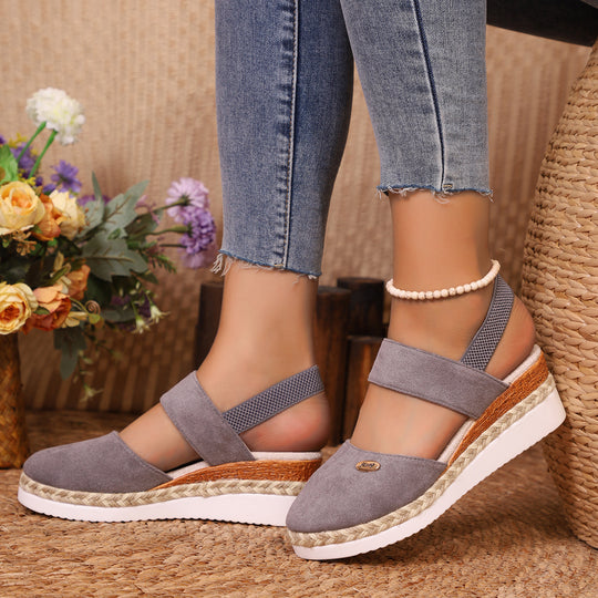 Damen Wedge-Sandaletten mit elastischem Riemendesign und komfortabler Plateausohle R&B