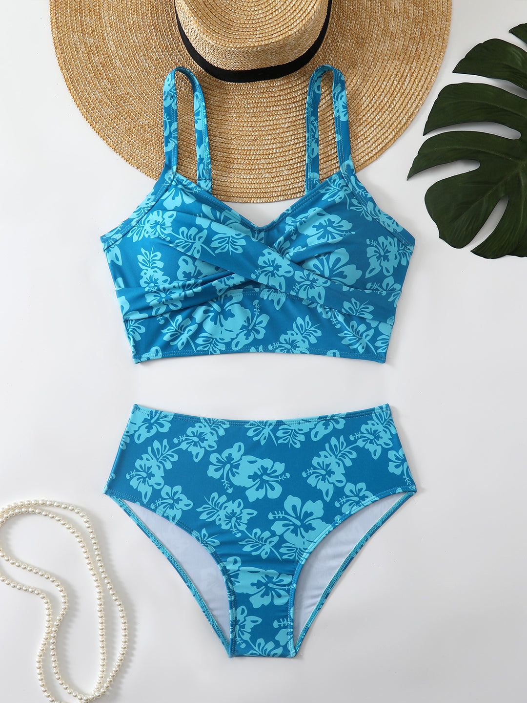 Damen Bikini-Set mit hohem Bund und dekorativem Knotendesign R&B