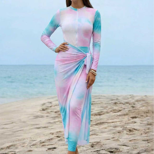 Damen Eleganter Surfanzug mit Reißverschluss und Wickeldetail R&B