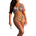 Damen Triangel-Bikini mit buntem geometrischen Muster R&B