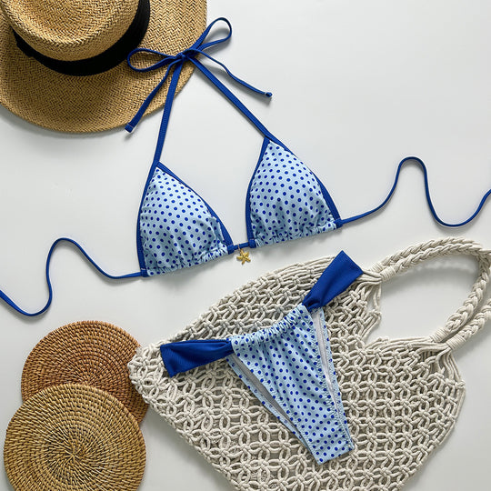 Damen Triangel-Bikini mit stilvollen Punktemuster R&B