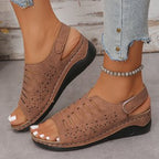 Damen Offene Sandalen mit feiner Durchbruchsstruktur R&B