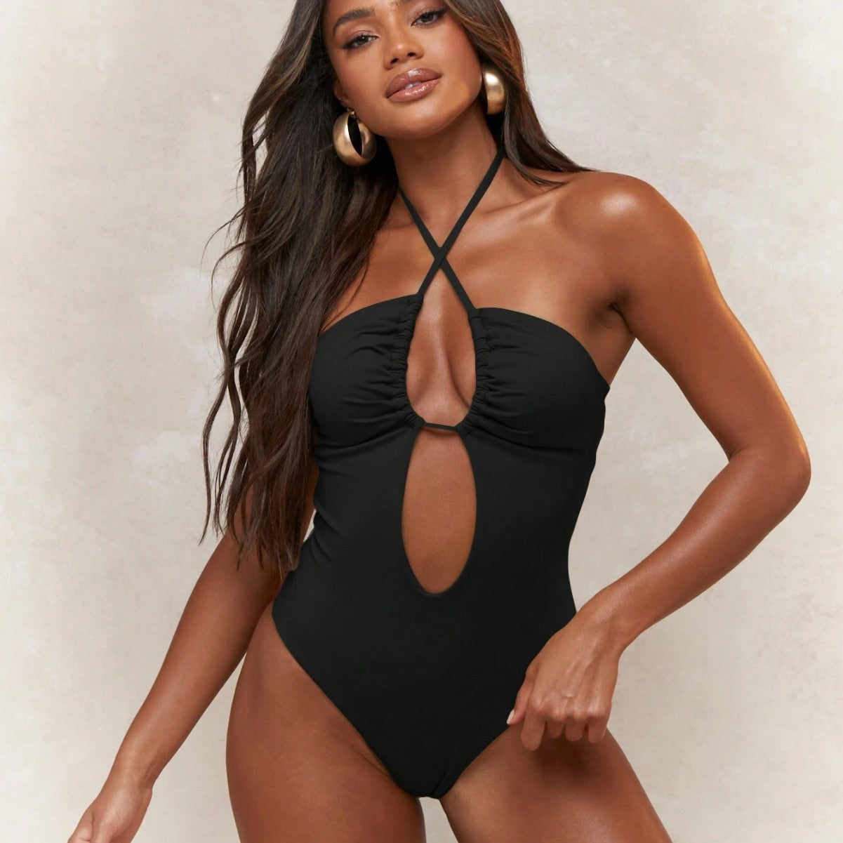 Damen Einteiler-Badeanzug mit raffiniertem Schlüssel-Loch-Design R&B