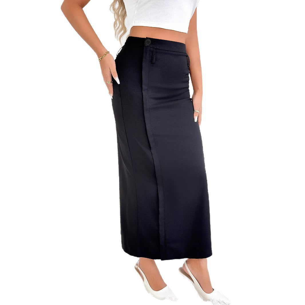 Damen Maxirock mit hohem Schlitz und nahtlosen Taschen R&B
