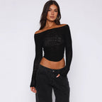 Damen Elegantes Langarm-Top mit schöner Transparenz R&B