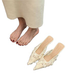 Damen spitze Slingback Mules mit floralen Applikationen R&B