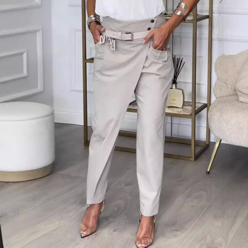 Damen Elegante Hochwasserhose mit raffinierter Drapierung und seitlichem Schlitz Heidi-Mode