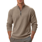 Herren sportlicher Pullover mit Reißverschluss und strukturierter Oberfläche R&B