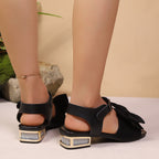 Damen Offene Sandalen mit elegantem Doppel-Schleifen-Design und komfortablem Blockabsatz R&B